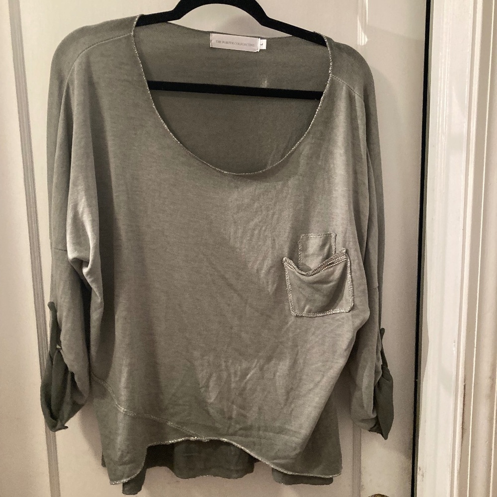 The Porter Collective Green Glitter Sweater, L